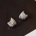 A pair of geometric line design drop earrings with a platinum colour finish.