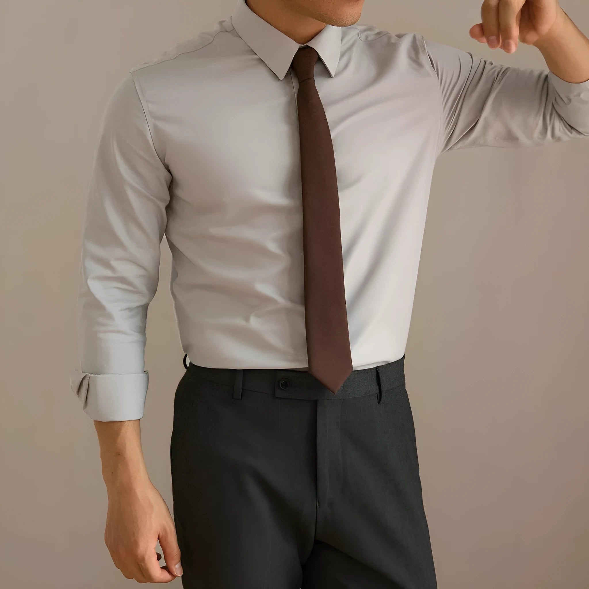Men's ironing free long sleeve shirt in solid colour polyester, available in multiple colours and sizes M to 6XL