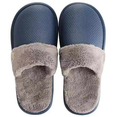 Winter home slippers for women, detachable washable thermal insulation, EVA upper, round toe, stripe pattern, available in grey, pink, purple, yellow and dark blue