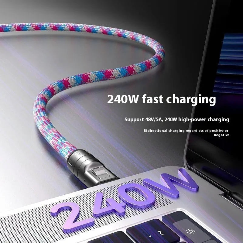 Cherry Blossom rechargeable phone lanyard data cable two-in-one Type-C nylon 1.2m