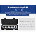 Cr-V steel socket ratchet wrench set with multiple piece count options on a workbench.