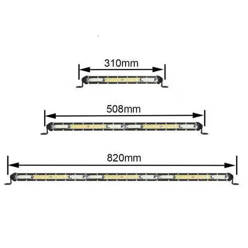 Ultra-thin single row LED light bar in white housing for motocross roof mounting, 30 inch model