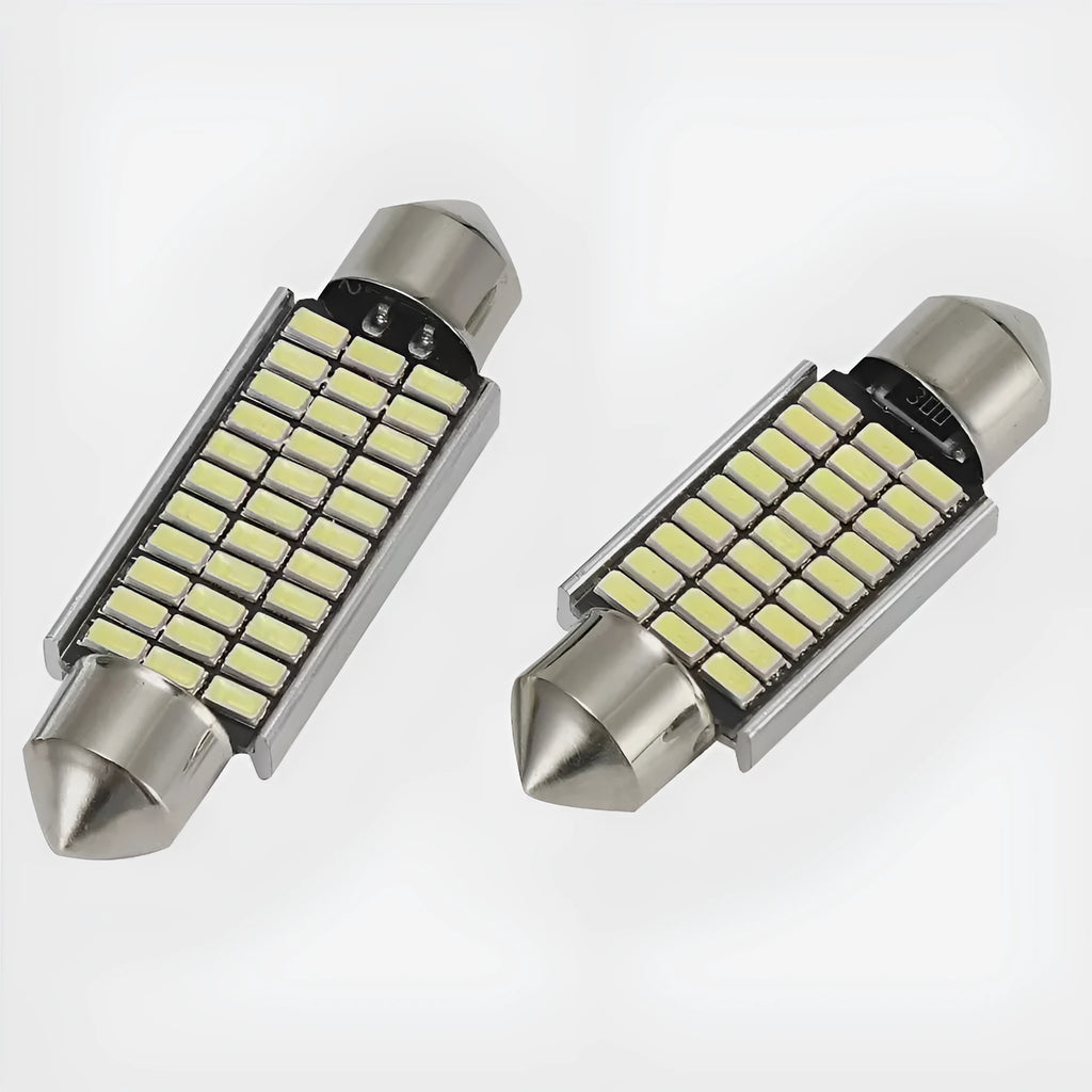 Aluminium double tip LED car roof light showing four size options for interior cabin illumination