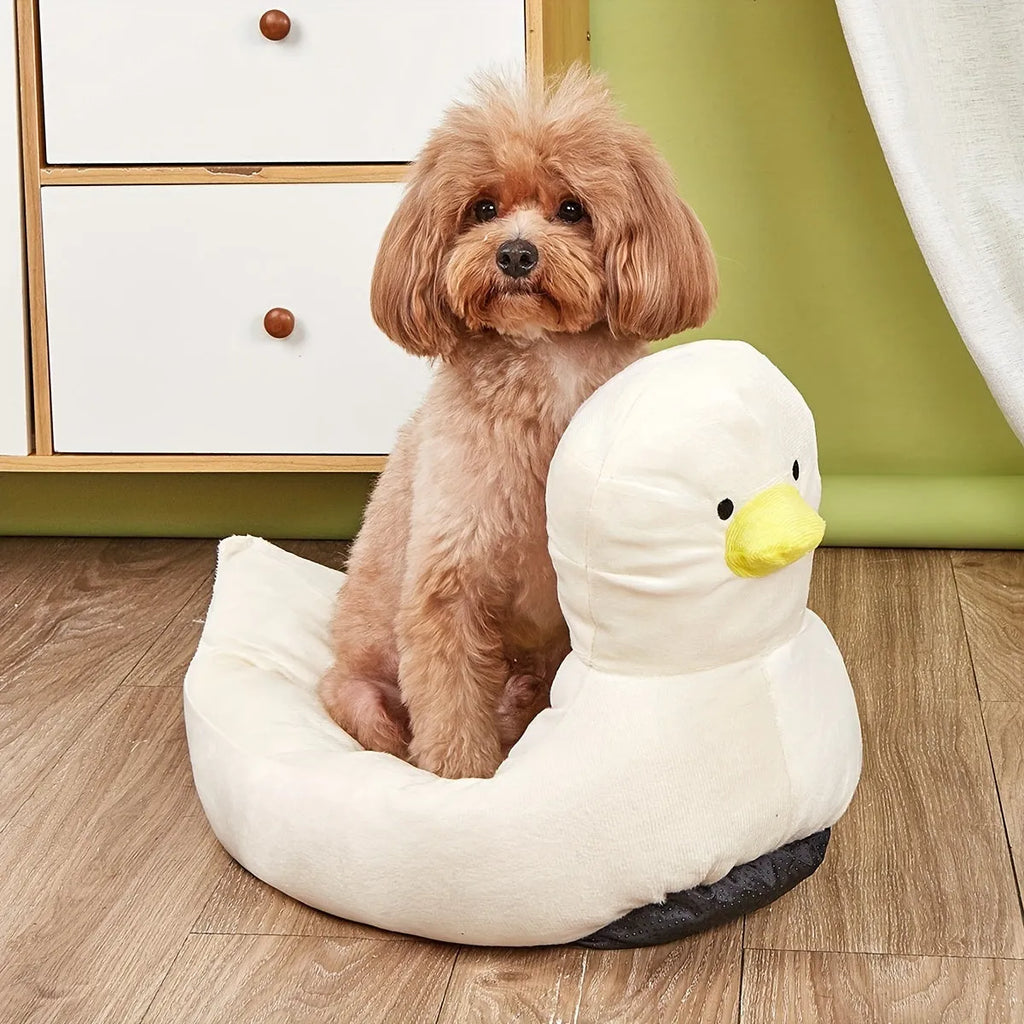 Duck-shaped pet bed sofa in soft polyester for small dogs and cats