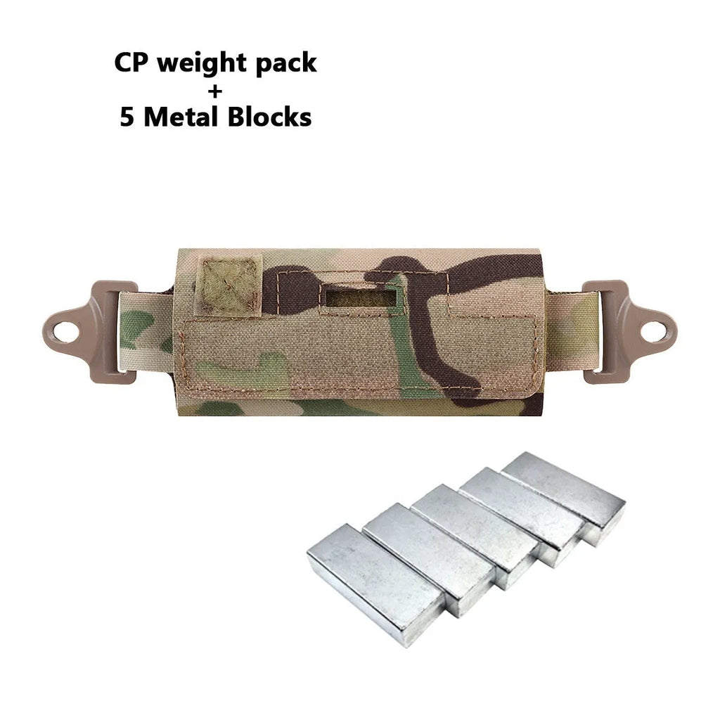 Outdoor Tactics metal helmet balance weight bag with five metal blocks in black colour on a helmet
