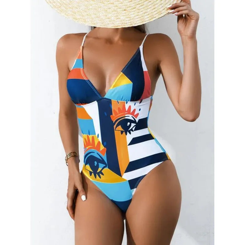 Women's solid colour plus size one-piece swimsuit in a backless design.