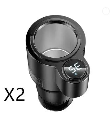 USAMS US-ZB160 digital display smart car heating cooling cup in black, with heightening base