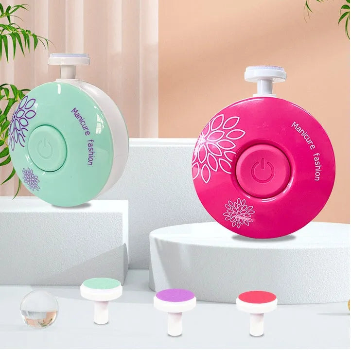 Red baby electric nail polisher set with grinding heads for newborn nail care