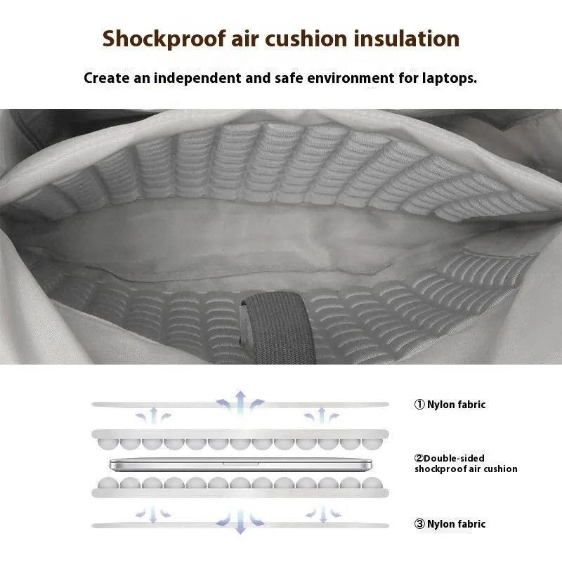 Shockproof anti-drop laptop inner liner bag in waterproof nylon, showing medium and large size options.