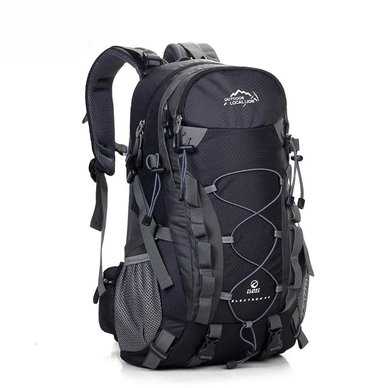 Green polyester leisure sports backpack with 35L capacity for outdoor activities