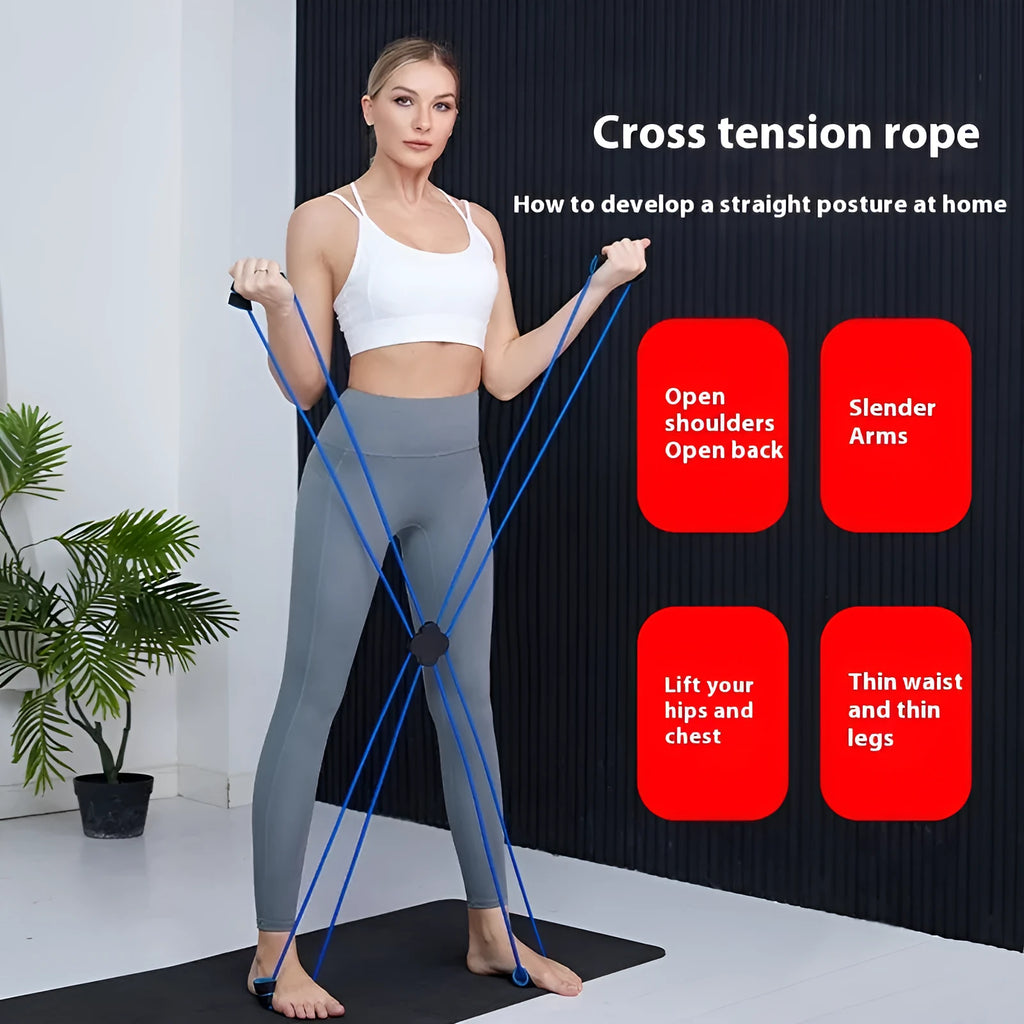 Blue eight character TPR fitness puller for shoulder and upper body exercises.