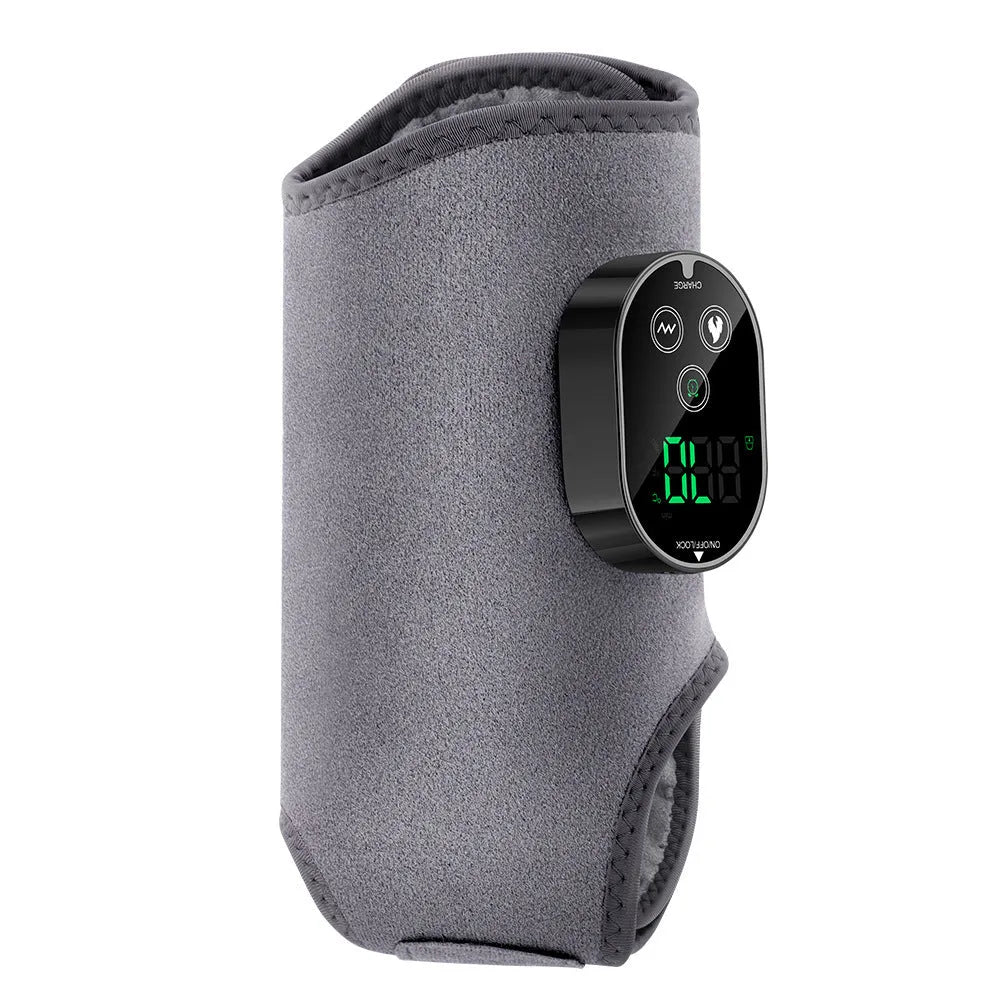 Portable foot massage device with neoprene wrap, heating and vibration, black colour, 46 x 32 cm size
