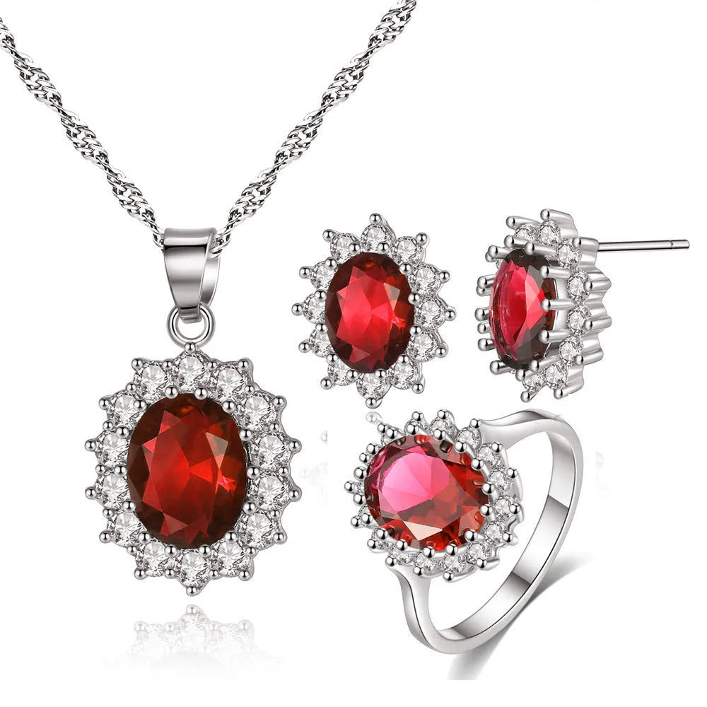Sunflower jewelry set with copper necklace, ring, and stud earrings on display