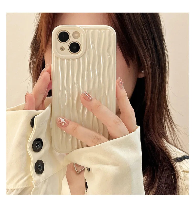 Silicone water ripple phone case glossy back cover for iPhone models in five colours