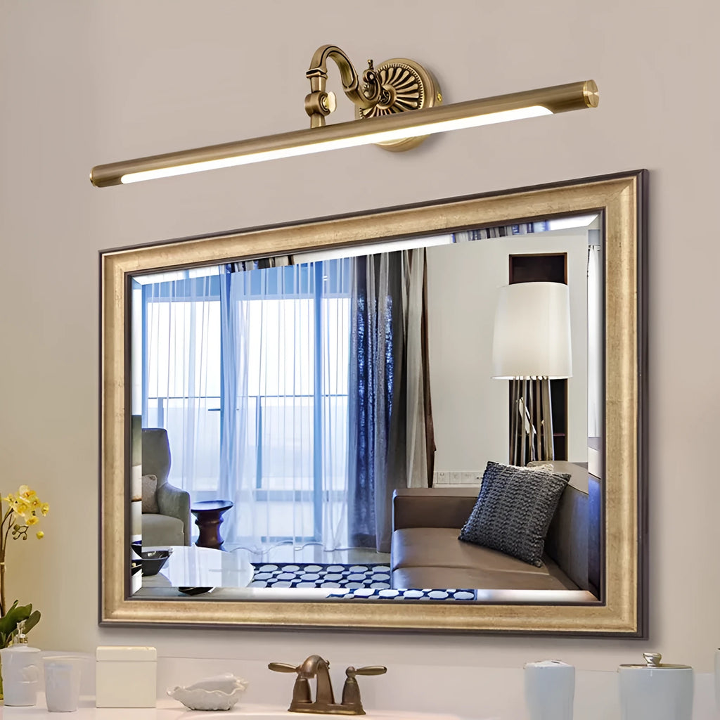 All copper European bathroom mirror front lamp with 12W LED and acrylic anti-fog cover in 750mm size