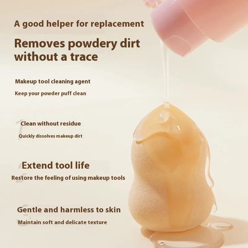 Makeup brush cleaning kit with 80ml detergent bottle and 75ml no-rinse spray for beauty blenders