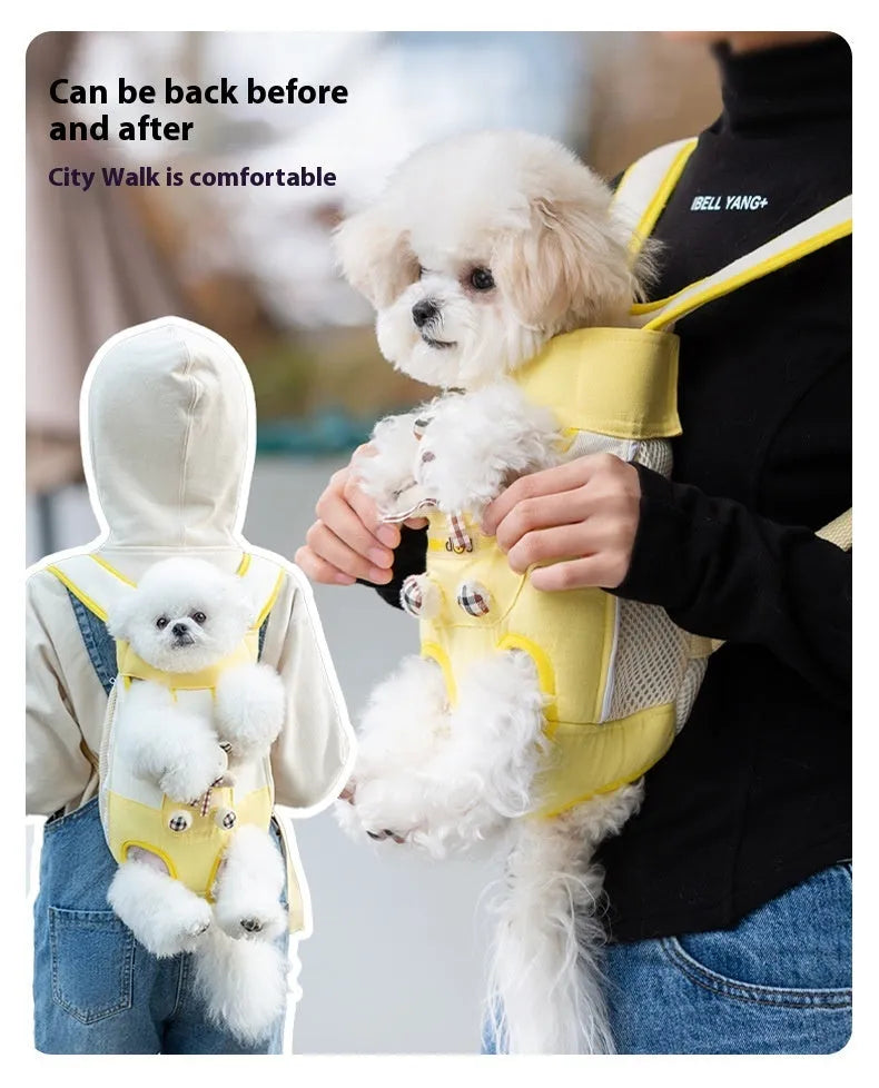 Soft canvas pet carrier bag with cartoon animal pattern and Beka yellow bear design