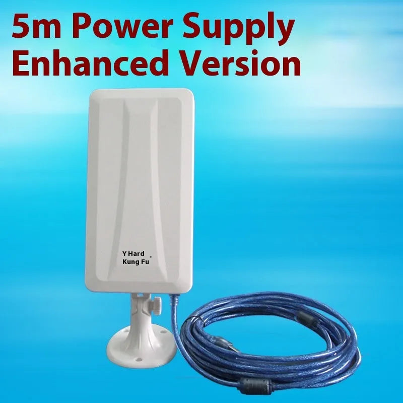 White high power USB wireless network card with Type USB connector.