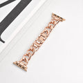 Denim chain metal strap for Apple Watch in silver, black, gold, rose gold, and starlight colours.