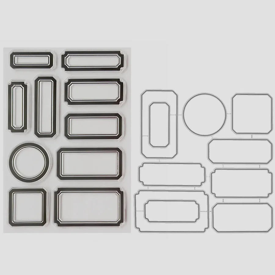 Contour label silicone transparent stamp with metal base and European geometric pattern in colour LG24-7108