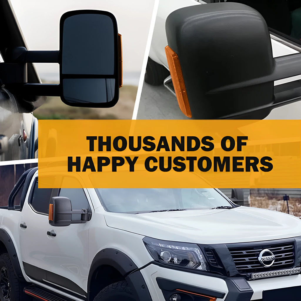 Black electric exterior rear view mirror for Nissan Navara NP300 with integrated indicator light