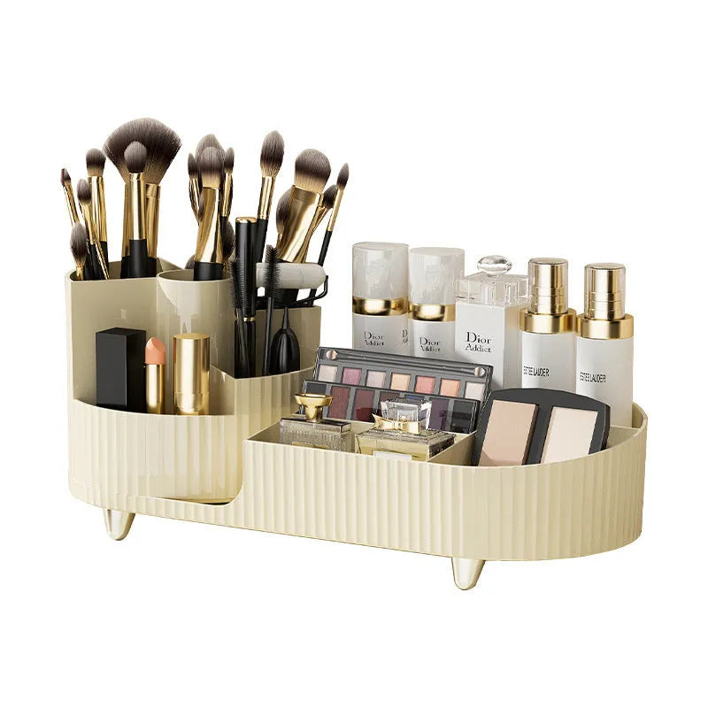 Rotating cosmetics storage box organiser for make-up brushes and lipsticks in modern simple style