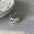 Cool Style gold and silver two-tone adjustable copper bow ring for women index finger