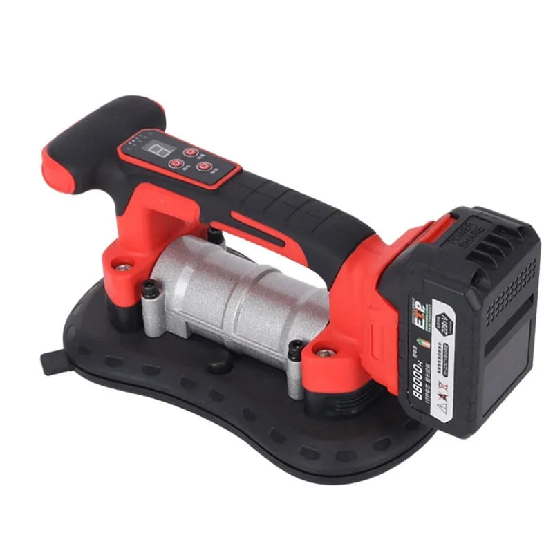 21V battery-powered automatic tile laying machine with charger and batteries for ceramic tiles.