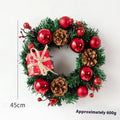 DIY rattan Christmas wreath ring door hanging decoration with red gift bag garland, PVC material, 25cm size