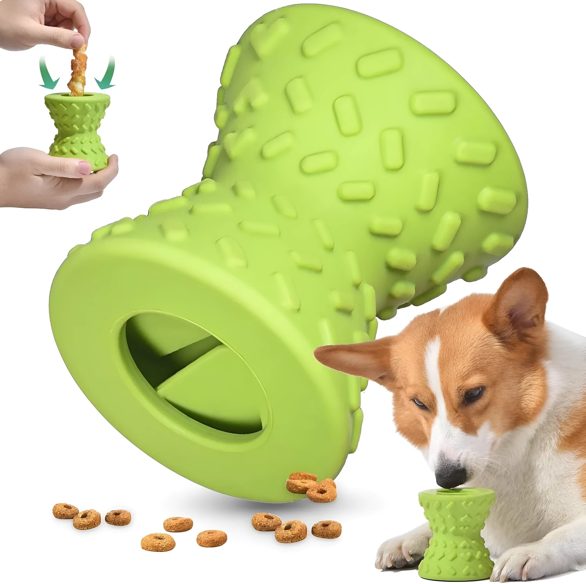 Blue natural rubber hollow dog bone treat dispensing toy for aggressive chewers.