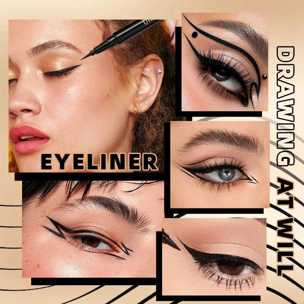 Black liquid eyeliner pen with a pointed tip for precise application.