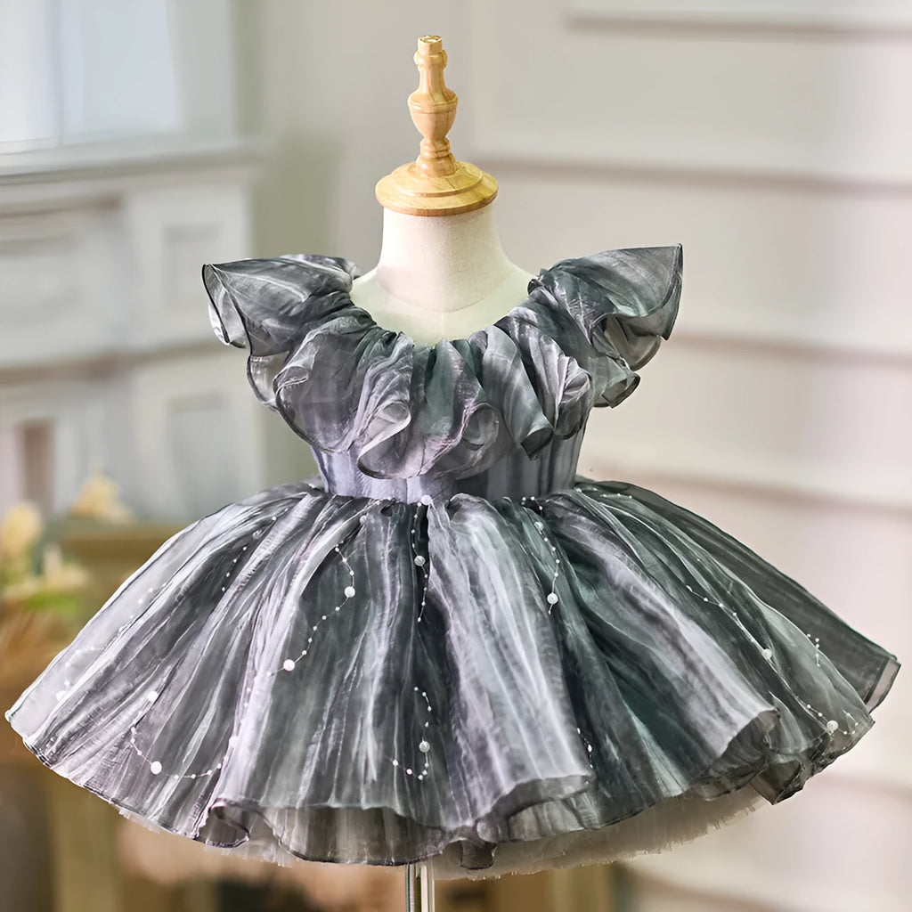 Girls birthday party dress high grade gray princess style suitable height 80-160cm
