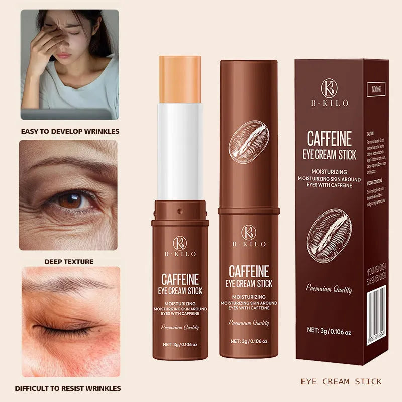 Caffeine eye cream stick in white packaging with 3g net content for dark circles and fine lines