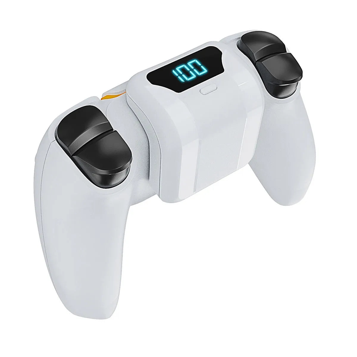 White 1500mAh PS5 controller battery with LED display and outer hanging bag, 8.0 x 4.8 x 2.6cm
