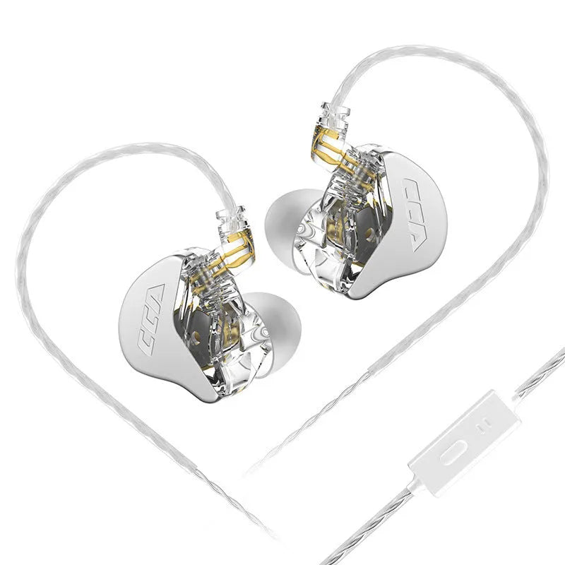 Tuned dynamic in-ear HIFI wired headset with moving coil driver, oxygen-free copper cable, and silicone eartips in translucent black finish