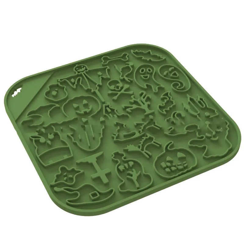 Edible silicone slow feeding dog bowl in Halloween colours with anti-tumble design