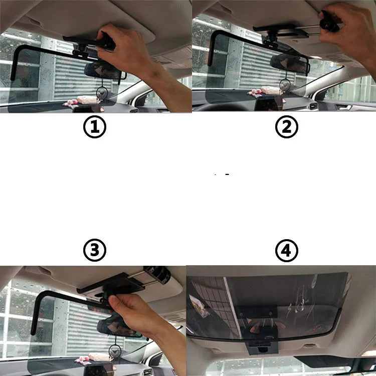 Polarized car sun visor, universal track-type, adjustable, 180g plastic, anti-glare and UV protection, ordinary or polarizing board