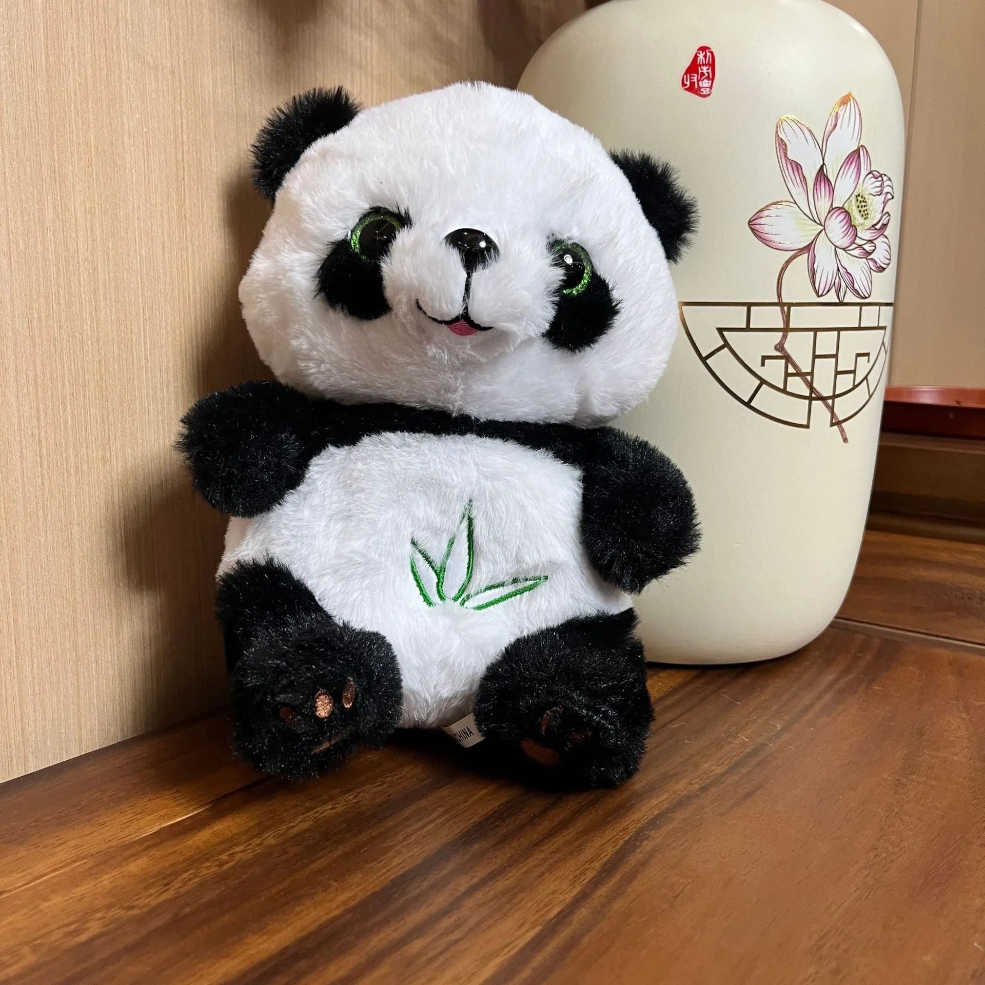 23cm cute panda doll plush toy with music and glowing functions, national treasure giant panda colour