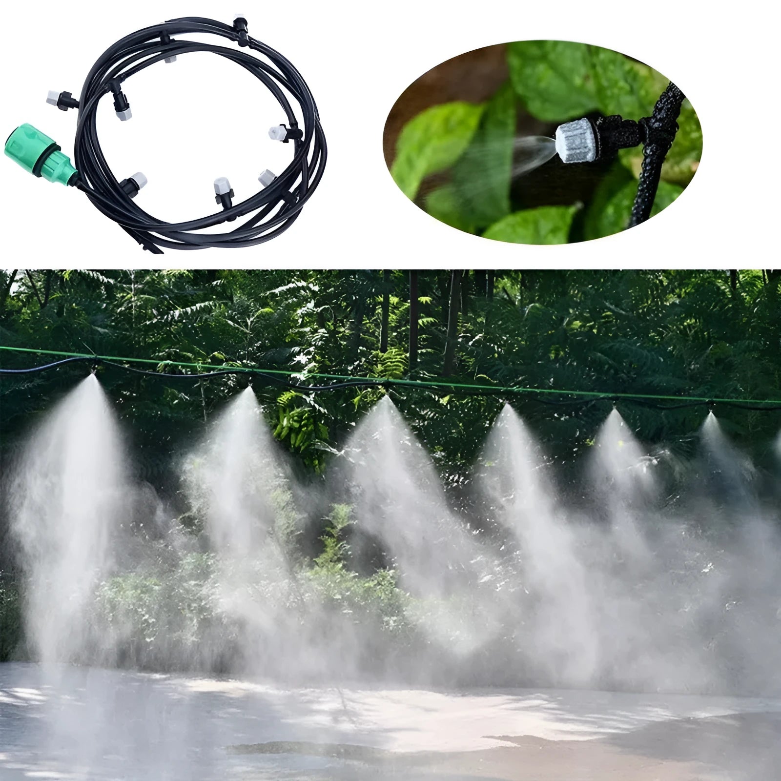 10 metre garden irrigation hose water mist system with 10 spray suits for cooling and humidification