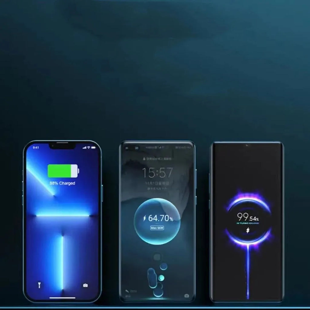 Transparent industrial power bank showing internal aluminium battery cells with 10000mAh capacity