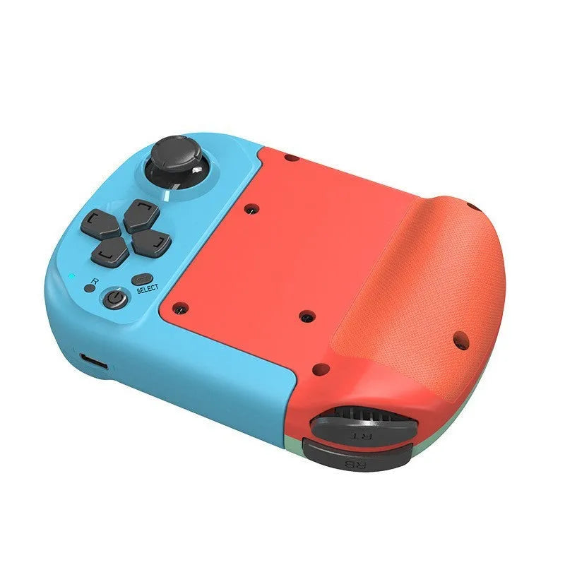 Bluetooth split game controller for mobile phones in black, blue and red ABS plastic