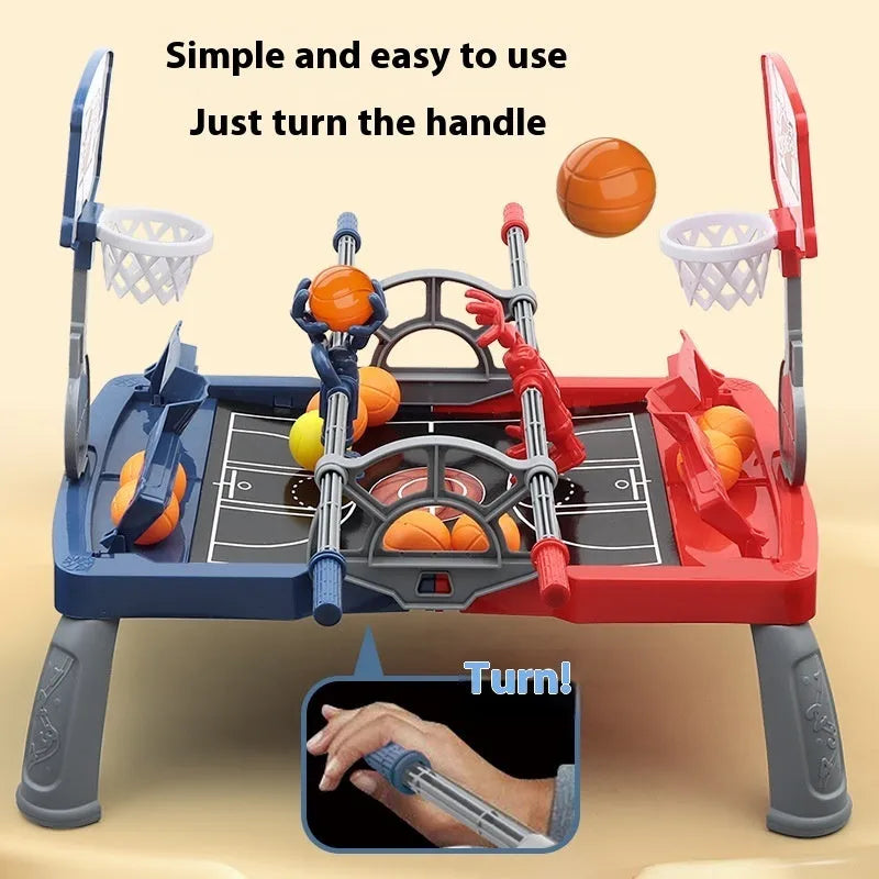 Children's toy hand-cranked basketball shot counter with plastic shooting machine and hoop