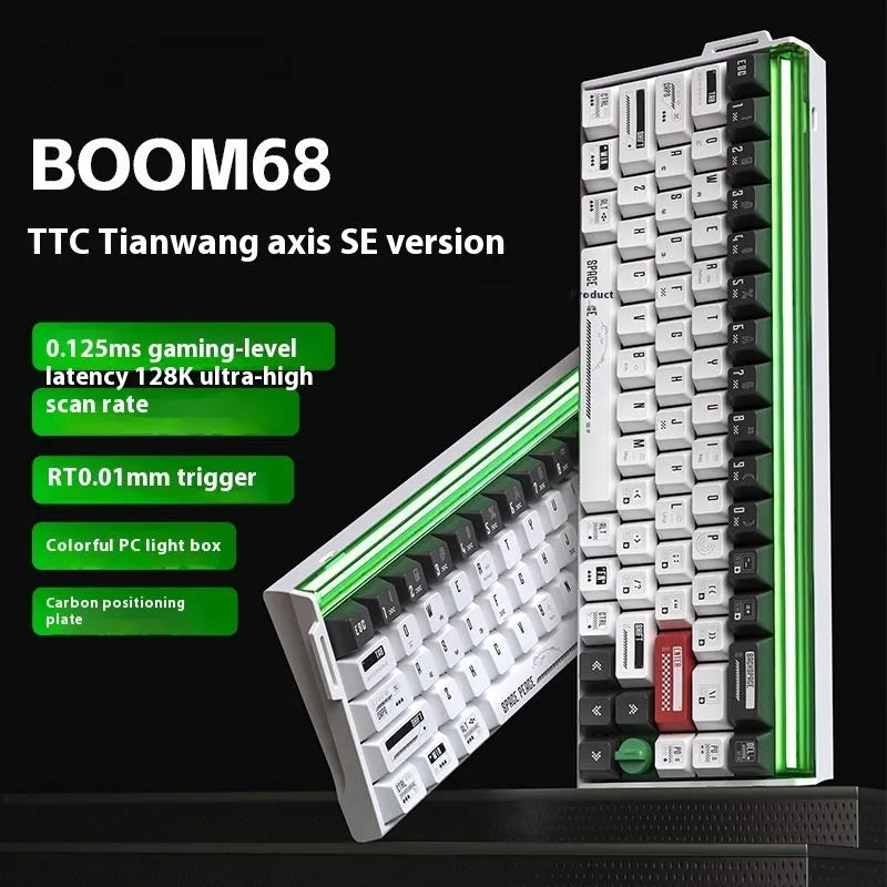 BOOM68 compact mechanical keyboard with RGB backlighting in green magic blade colour with TTC King Axis SE switches.