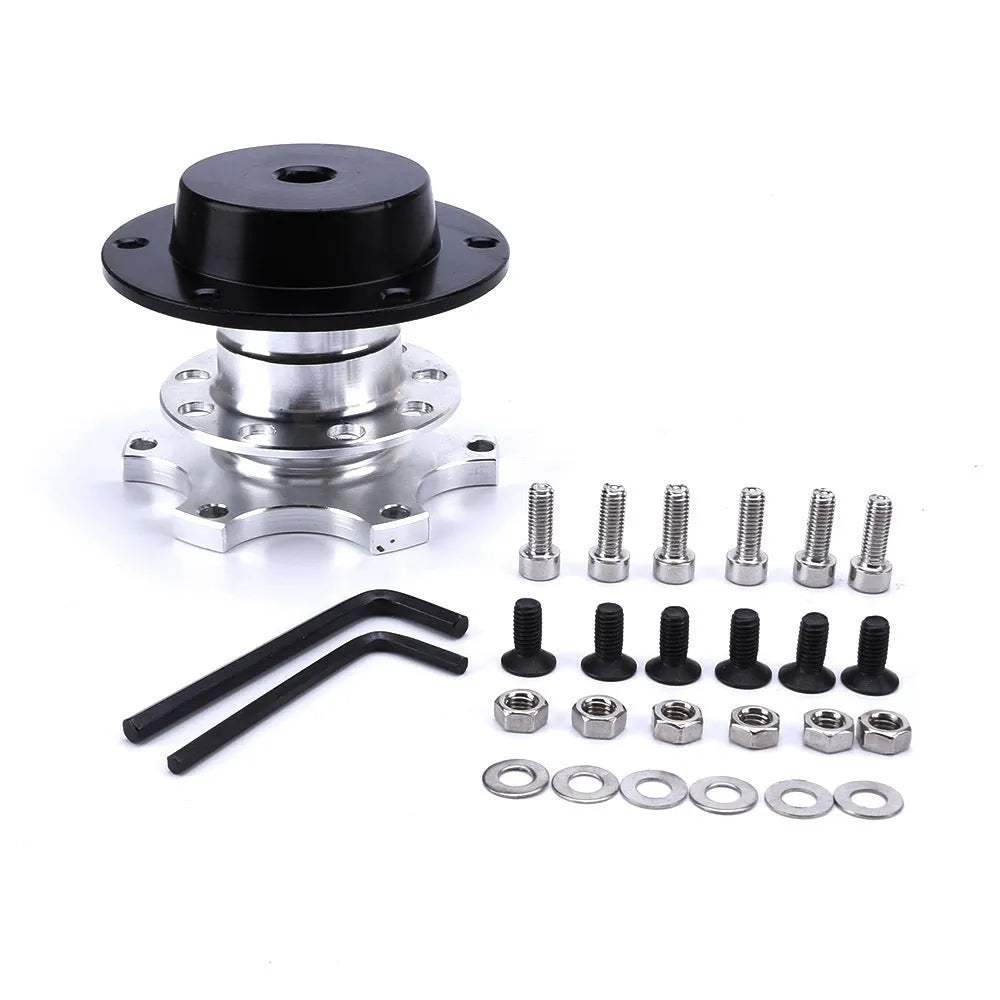 Car steering wheel quick release adapter device in black, red, blue, silver or gold for vehicle modification