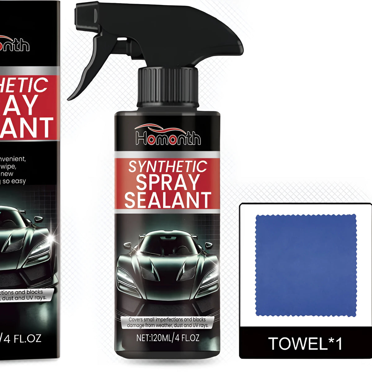 120ml automotive nano quick spray coating spray bottle 4.6x17.6cm with 20x20cm towel set