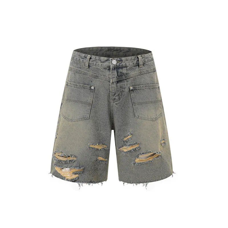 Denim style overalls suit with short sleeve top and matching trousers in loose fit streetwear design
