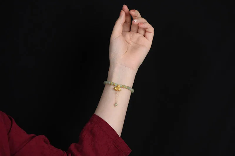 Shihuan natural Hetian Jade bracelet with Fu character and constellation design, 6mm size.