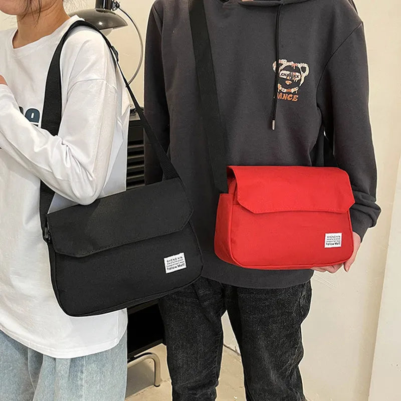 Ins messenger bag Oxford cloth crossbody shoulder bag for women men casual small flap bag light gray 27cm 29cm height 19cm