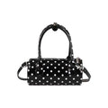 Korean-style PU leather tote pillow bag in black, white, and red colours, cylindrical shape with stitched seams and single shoulder strap, 20x10x10cm