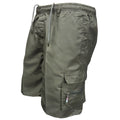 Men's multi-pocket cotton shorts in khaki with drawstring waist closure